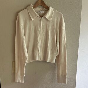 Frame denim Cream Zip-Up Jacket
